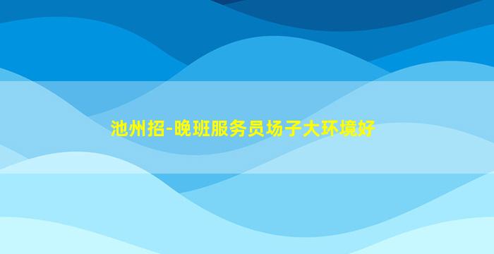 池州招-晚班服务员场子大环境好